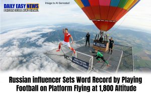 Russian fitness influencer Sergey Boytcov has set another daring world record by playing football on a platform suspended 1,800 metres above ground, attached to a hot air balloon.