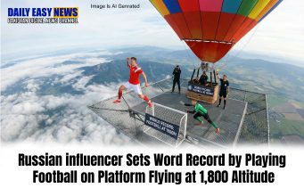 Russian fitness influencer Sergey Boytcov has set another daring world record by playing football on a platform suspended 1,800 metres above ground, attached to a hot air balloon.